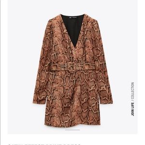 Zara Satin Effect Printed Snake Dress